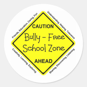 Sticker Rond Bully - Zone école libre
