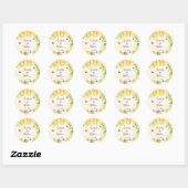 Sticker Rond Bumble abeilles miel fleurons jaunes mariage (Feuille)