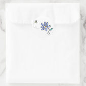 Sticker Rond Bumble Bee and Blue Flower (Sac)