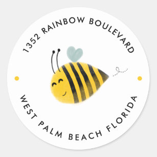 Sticker Rond Bumble Bee Anniversaire Adresse de retour 