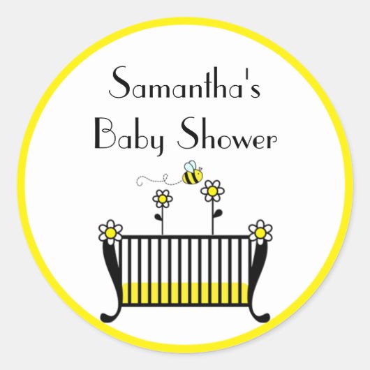 Sticker Rond Bumble Bee Crib Baby shower (Devant)