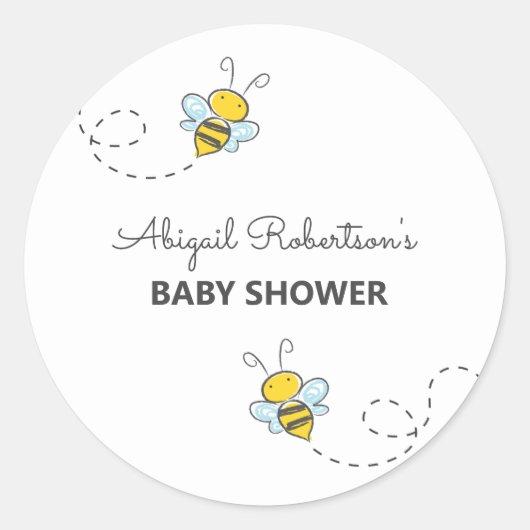 Sticker Rond Bumble Bee Custom Baby shower Classic Round Sticke (Devant)