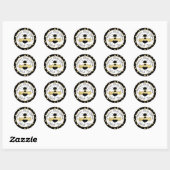 Sticker Rond Bumble Bee et Baby shower Pois (Feuille)