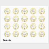 Sticker Rond Bumble Bee Honey Pot Baby shower Floral Favoriser (Feuille)