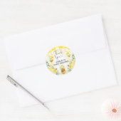 Sticker Rond Bumble Bee Honey Pot Baby shower Floral Favoriser (Enveloppe)
