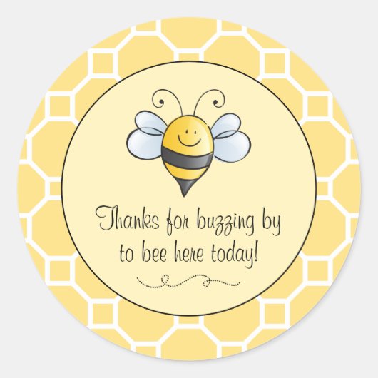 Sticker Rond Bumble Bee Merci de Buzzing By Yellow Black (Devant)