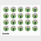 Sticker Rond Bumble Bee On Bee Balm Flower (Feuille)