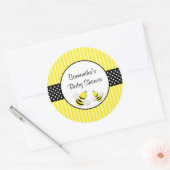 Sticker Rond Bumble Bee rayé Baby shower Pois (Enveloppe)