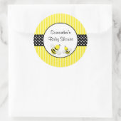 Sticker Rond Bumble Bee rayé Baby shower Pois (Sac)