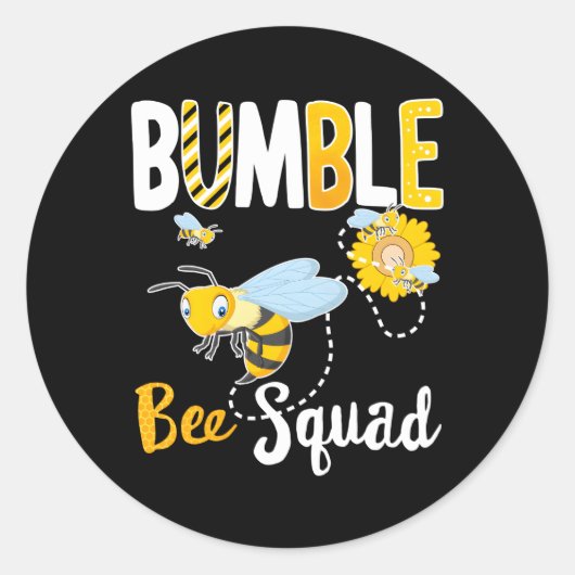 Sticker Rond Bumble Bee Squad Team Family Beekeeper Merci (Devant)