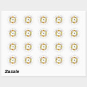 Sticker Rond Bumble Bee Sunflower Hydrangea Baby shower Floral (Feuille)