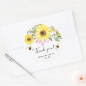 Sticker Rond Bumble beige tournesol rose jaune (Enveloppe)