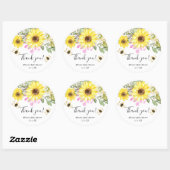 Sticker Rond Bumble beige tournesol rose jaune (Feuille)