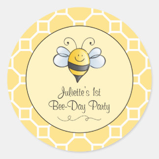 Sticker Rond Bumblebebe Jaune Mignonne Première fête d'annivers