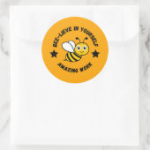 Sticker Rond Bumblebebe mignonne étoile jaune récompense d'ense (Sac)