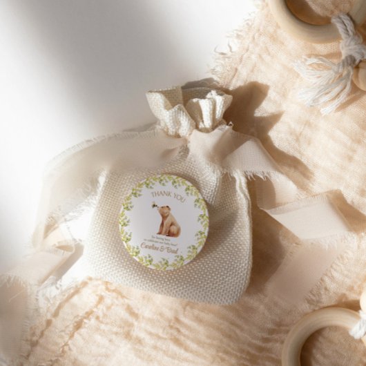 Sticker Rond Bumblebee bébé ours douche merci