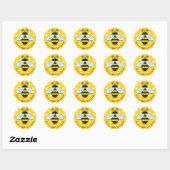 Sticker Rond Bumblebee et Icône Honeycomb (Feuille)