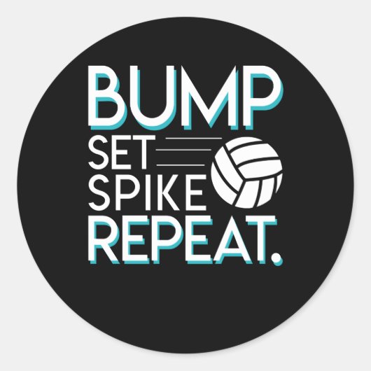 Sticker Rond Bump Set Spike Répétition Volleyball Lover Dons (Devant)