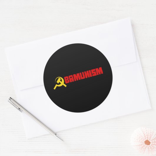 Sticker Rond Bumpersticker - Obamunisme rouge (Enveloppe)