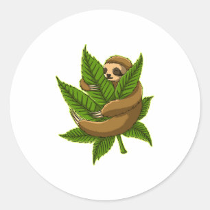 Sticker Rond Bun Weed Sloth