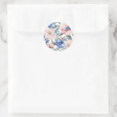 Sticker Rond Bunch de fleurs rose et bleu classique (Sac)