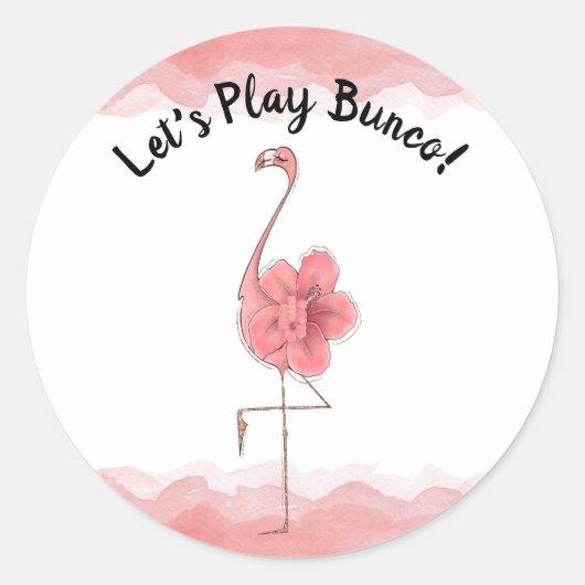 Sticker Rond Bunco Bunko Flamant rose tropical rose (Devant)