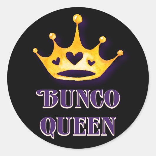 Sticker Rond Bunco Queen Crown Party Purple Black (Devant)