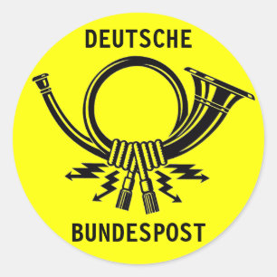 Sticker Rond BUNDESPOST POSthorn DEUTSCHE jaune #2