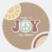 Sticker Rond Bundle Joy Peace Pink Baby shower Brown Hippie (Devant)