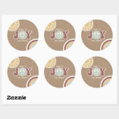 Sticker Rond Bundle Joy Peace Pink Baby shower Brown Hippie (Feuille)