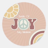 Sticker Rond Bundle Joy Peace Sign Baby shower rose Hippie (Devant)