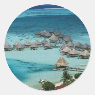 Sticker Rond Bungalows de l'hôtel Beachcomber