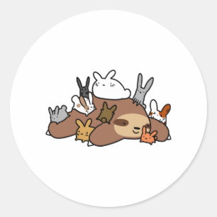 Sticker Rond Bunnies et Sloth