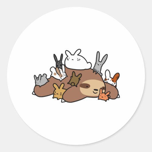 Sticker Rond Bunnies et Sloth (Devant)
