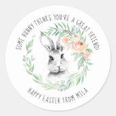 Sticker Rond Bunny Ami Enfants Fête de Pâques Favoriser (Devant)