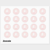 Sticker Rond Bunny Baby shower rose (Feuille)