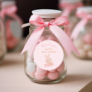 Sticker Rond Bunny Ballerina Tutu Baby shower Merci