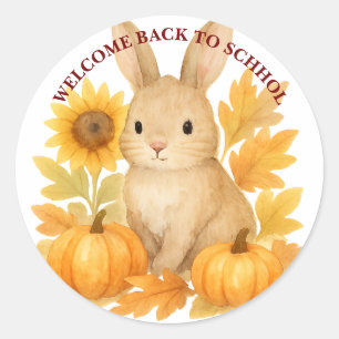 Sticker Rond Bunny Bienvenue À L'École