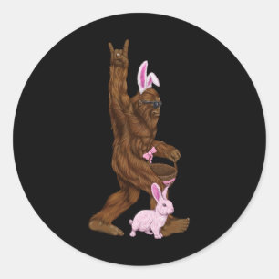 Sticker Rond Bunny Bigfoot Pâques Dans Un Byskis Amusant Dimanc