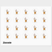 Sticker Rond Bunny comme coiffeur avec peigne et ciseaux (Feuille)
