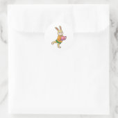 Sticker Rond Bunny comme secrétaire avec ordinateur portable (Sac)