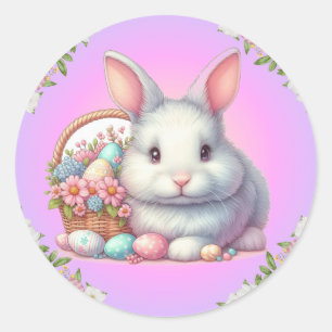 Sticker Rond Bunny de Pâques Pretty Pastel
