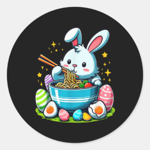 Sticker Rond Bunny de Pâques Ramen Kawaii Japonaise Noodle Femm