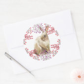 Sticker Rond Bunny de Pâques violet Arrière - plan floral (Enveloppe)