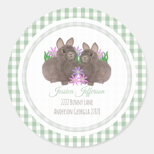 Sticker Rond Bunny de printemps (Devant)