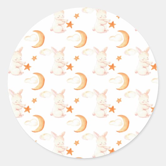 Sticker Rond Bunny Dreams Baby shower neutre (Devant)