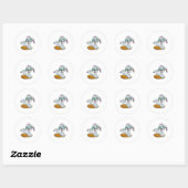 Sticker Rond Bunny en Snowboard avec Snowboard (Feuille)