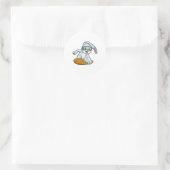 Sticker Rond Bunny en Snowboard avec Snowboard (Sac)