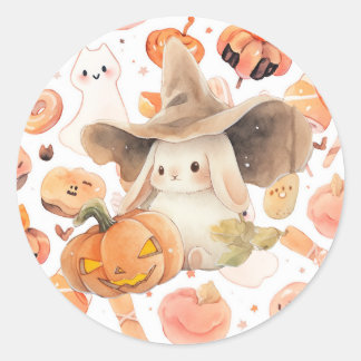 Sticker Rond Bunny et Jack O' Lantern Hoppy Halloween