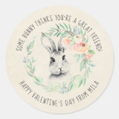 Sticker Rond Bunny Friend Kids Classe Saint Valentin (Devant)